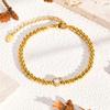 2026 Chic Zircon Heart-shaped Bracelet for Women, Stainless Steel Gold Plated Ball Beaded Bracelet, Luxury Jewelry Gift