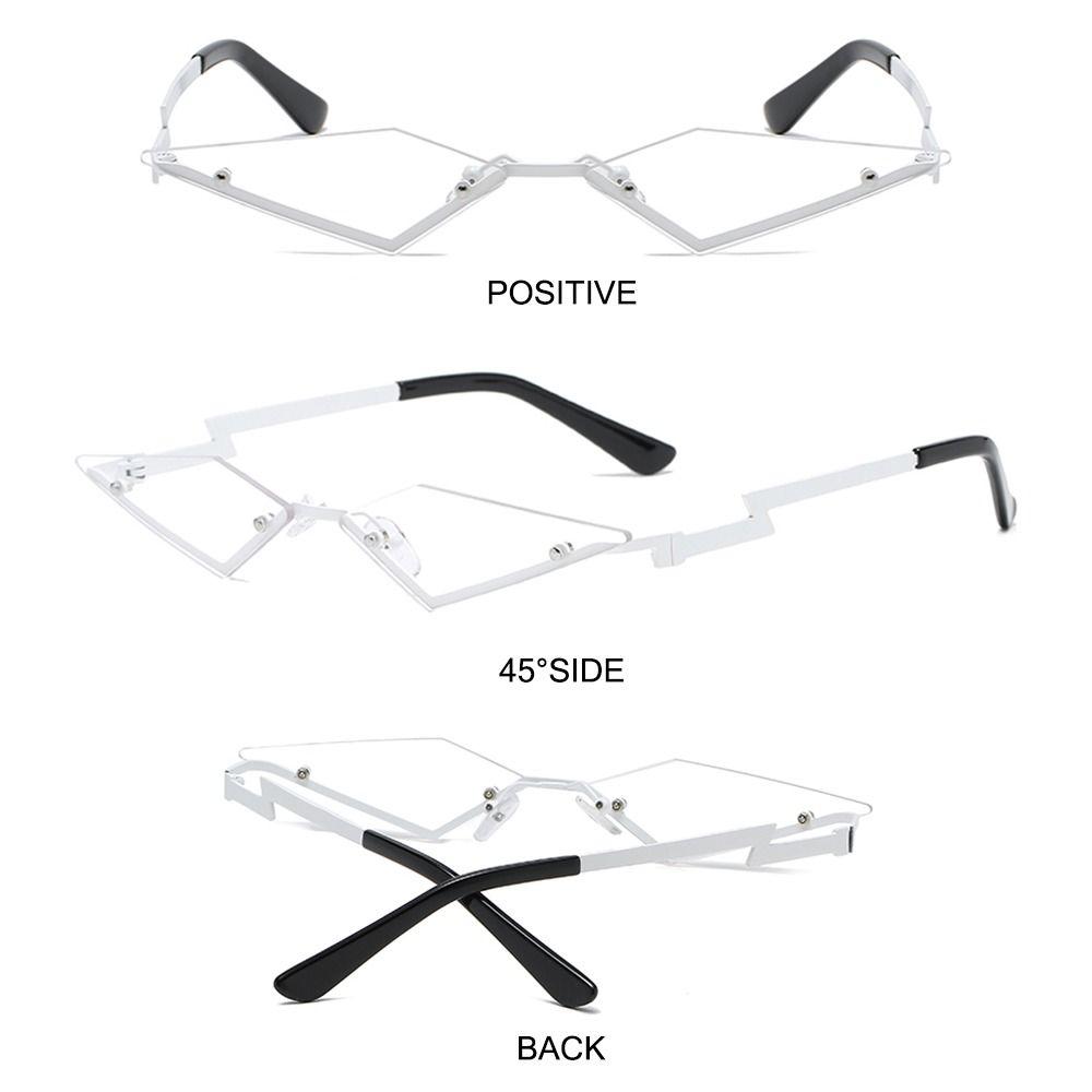Metal Frame Lozenge Sunglasses Rimless Halloween Eyeglasses Polygon Sun Glasses  for Women & Men