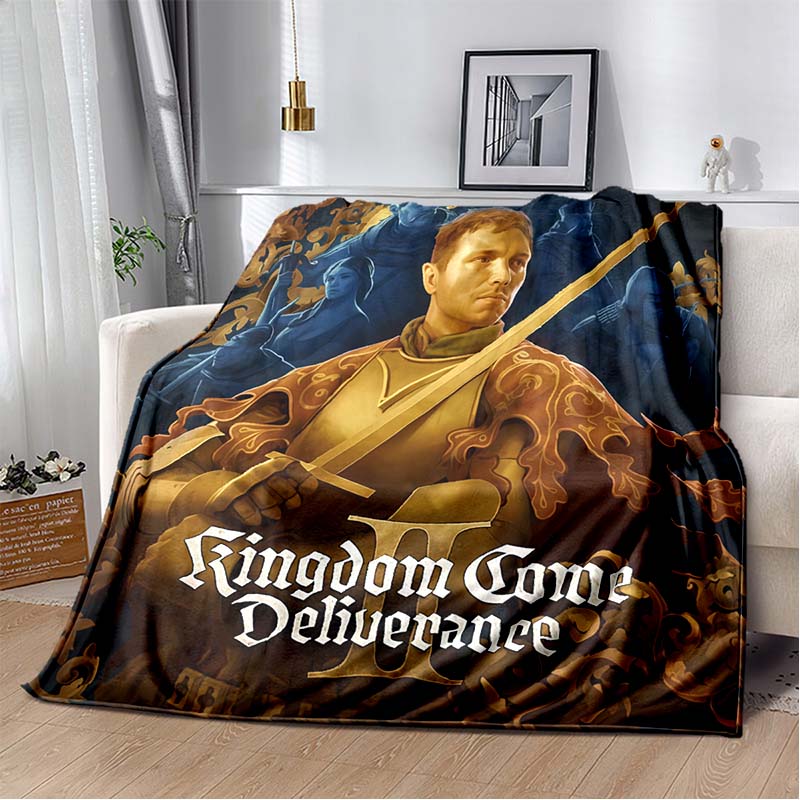 Vintage Gothic Crown KDM1403 Flannel Blanket, Black White Cross Print Soft Sofa Bed Throw, Stylish Home Decor Holiday Gift For Men And Family 80cm x 120cm