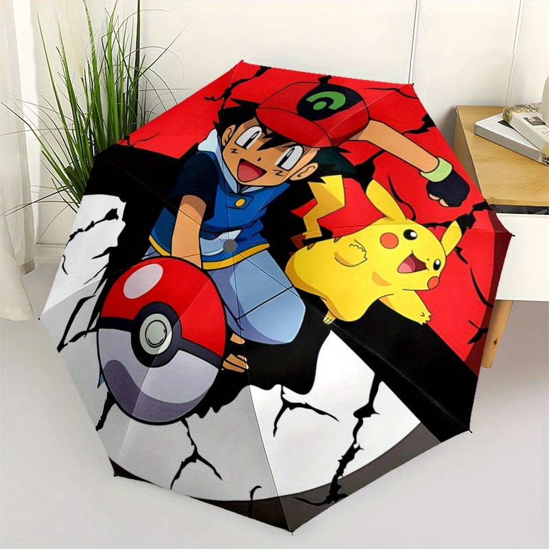 

1pc Pokémon Pikachu & Trainer Umbrella - Automatic Opening/Closing, Portable 3-Fold Design, 8 Iron Ribs, Outdoor Umbrella, Festival Gift for Fans