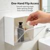 Bathroom Wall Mount Storage Box,1 pcs Clear Acrylic Hanging Organizer Box with Flip Lid 8.5x8.5x4.5cm No Drill Adhesive for Cotton Swabs Makeup