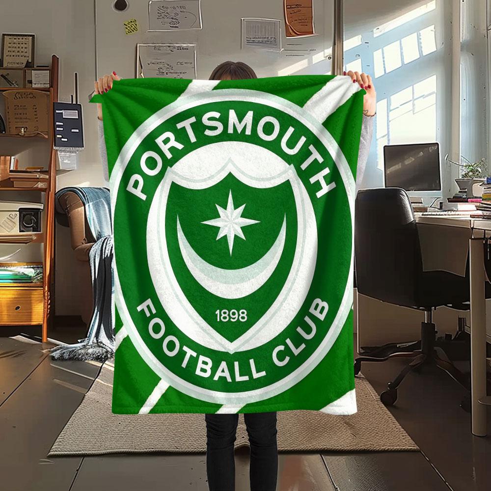 1PC Portsmouth Football Club Patterned Flannel Blanket Suitable For All Seasons for Home Decor Warmth and Comfort Gifts Holiday Present
