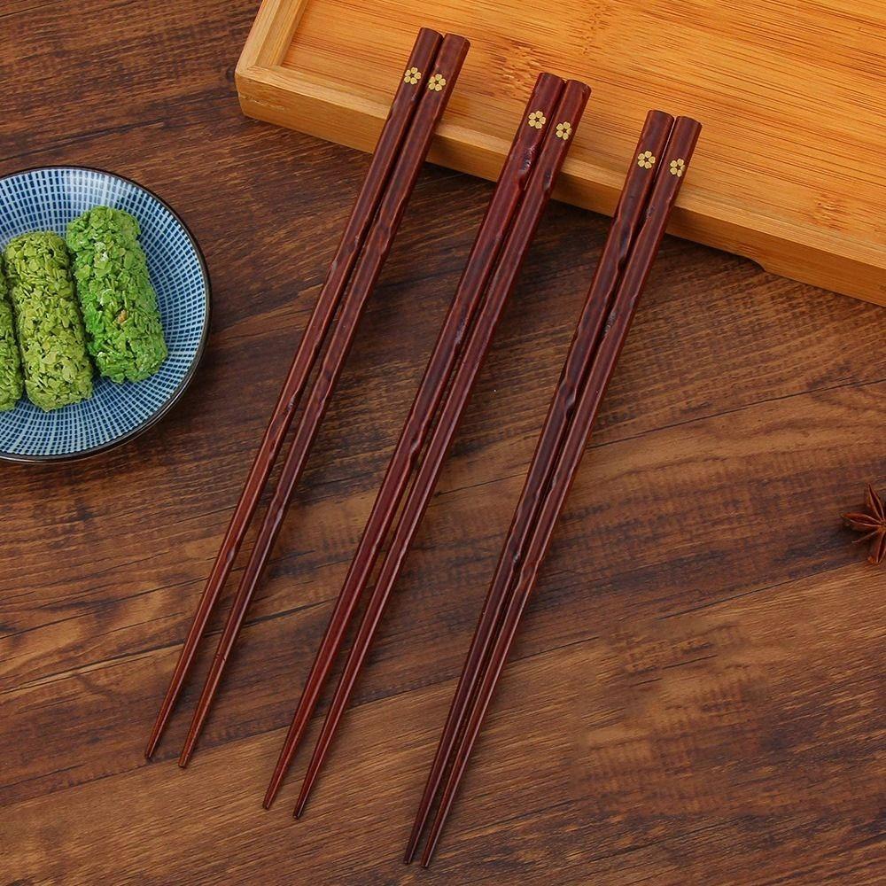 Sushi Noodles Elegant Rustic Wooden Reusable Kitchen Utensils Flatware Chopsticks Tableware