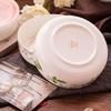 Bone China Bowl Κουτί φούρνου μικροκυμάτων με κάλυμμα, φλοράλ κεραμικό μπολ φαγητού Στρογγυλό βαθύ πιάτο για σαλάτα Φρούτα Noodle Επιτραπέζια σκεύη