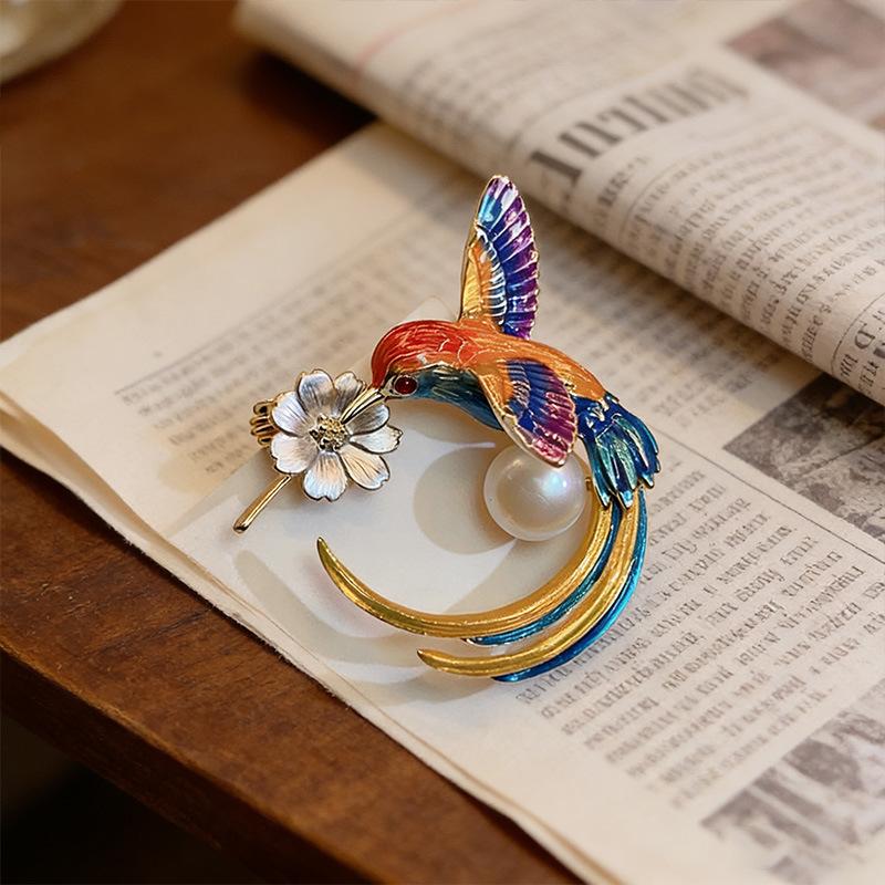 Painted Hummingbird Brooch Bird Corsage Suit Clothing Accessories Decoration Hundred College Entrance Examination Season