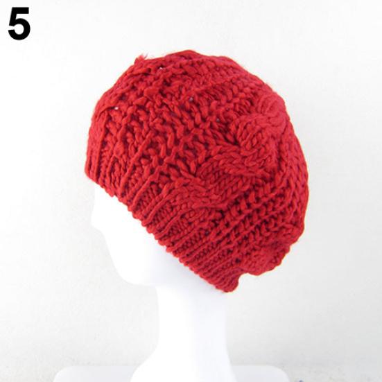 Dámské sladké jednobarevné baret Beanie Winter Artist Baggy Háčkovaná teplá čepice dárek
