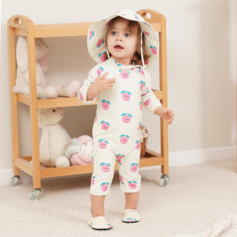 Kids' Cute Quick-Dry One-Piece Swimsuit: Long Sleeve, Sun Protection for Boys, Girls, Infants & Toddlers