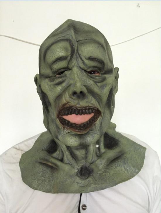 Halloween Green Full Head Scary Mask for Bars, Movies, and Clubs
