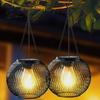 Outdoor Light 1/2/4Pcs Solar Lantern Metal Mesh Shell Powered Hanging Rechargeable with Hook And Base Garden Patio Porch Decor