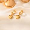 Stainless Steel Heart Earrings for Women Vintage Gold Color Heart Drop Earring Waterproof Wedding Valentine Jewelry Gift