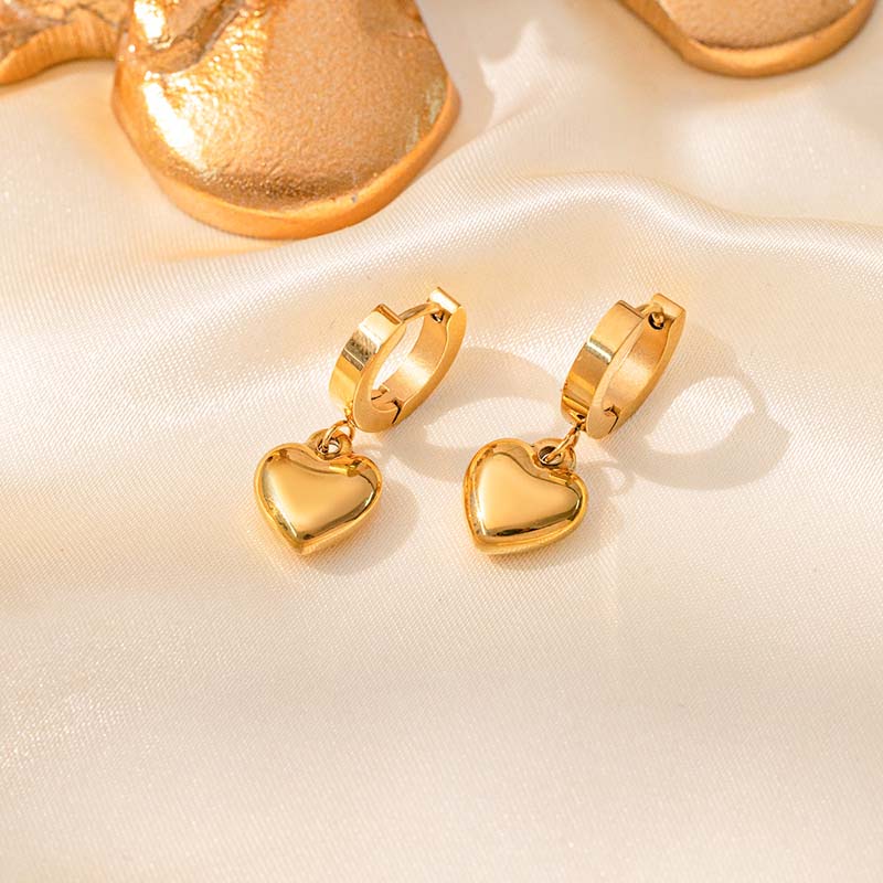Stainless Steel Heart Earrings for Women Vintage Gold Color Heart Drop Earring Waterproof Wedding Valentine Jewelry Gift