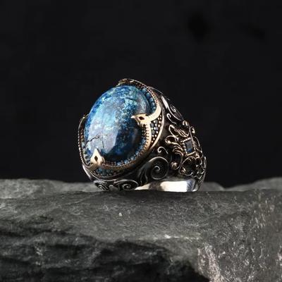 A New Eco-friendly Alloy Material, Aged Cubic Zirconia, Retro and Imposing Men's Ring