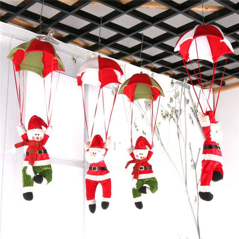 Charming Santa Claus Snowman Christmas Home Ceiling Decoration Parachute Doll Toy