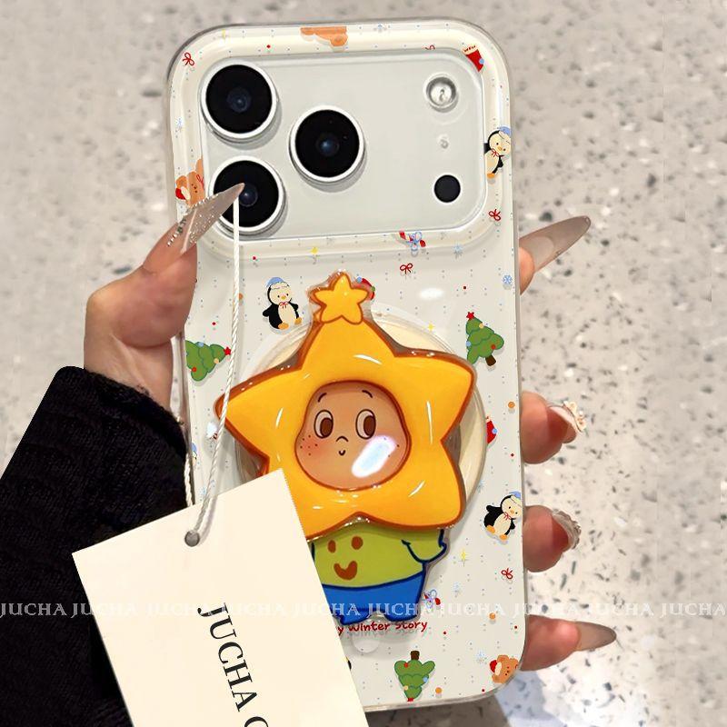 Applicable to iphone11promax mobile phone case magnetic belt holder apple 11pro anti-drop christmas star boy