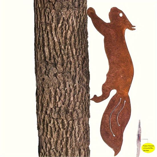 Yousheng 2D Animal Garden Stake, Cute Duck Yard Art Stake, Rusty Squirrel Garden Decoration for Yard Tree Lawn Flower