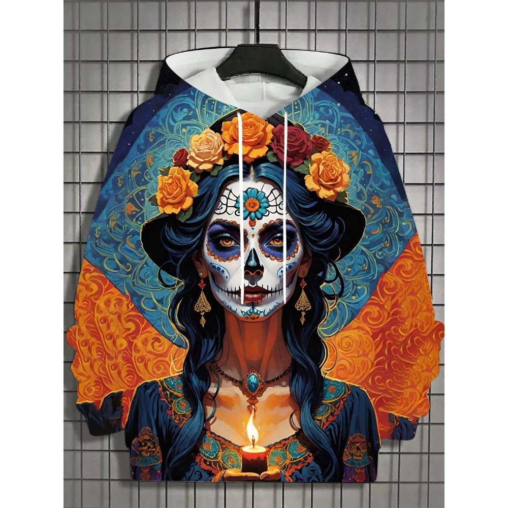 Fashion Women's Hoodie for Girls Autumn Long Sleeve Casual Sexy Girls Clothes Horror Undead Skull Pattern Unisex Tops