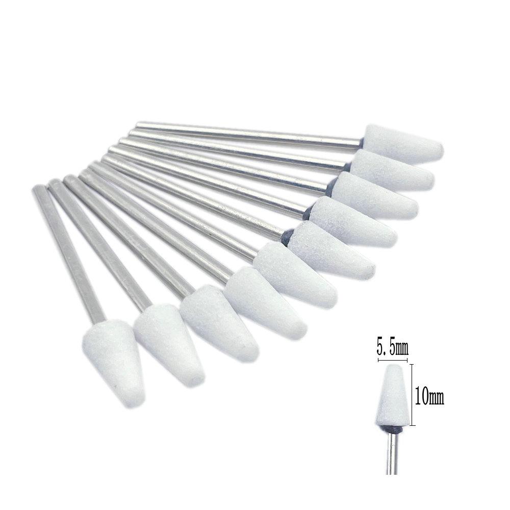 10pcs/set Stone Grinder Polisher Burs 2.35mm Shank For Contouring Shaping Porcelain Nail Rotary Stone Polisher Nail Accessory Mill Tools