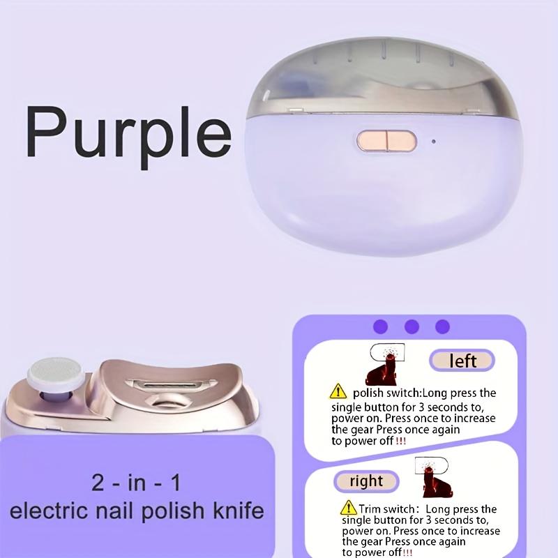 

Электрические кусачки для ногтей и полировщик со светодиодной подсветкой, функцией безопасности против защемления, функциями полировки и шлифовки, USB-зарядкой, инструменты для ногтей. CH-705-purple
