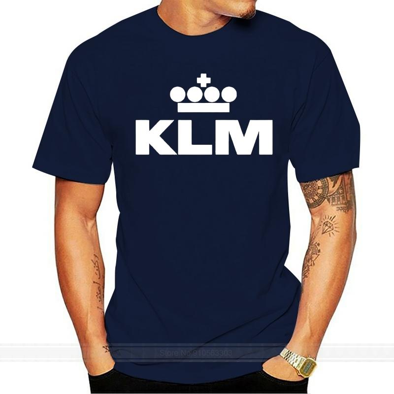 KLM Retro Logo Royal Dutch Airline Aviation TShirt male brand teeshirt men summer cotton t shirt S