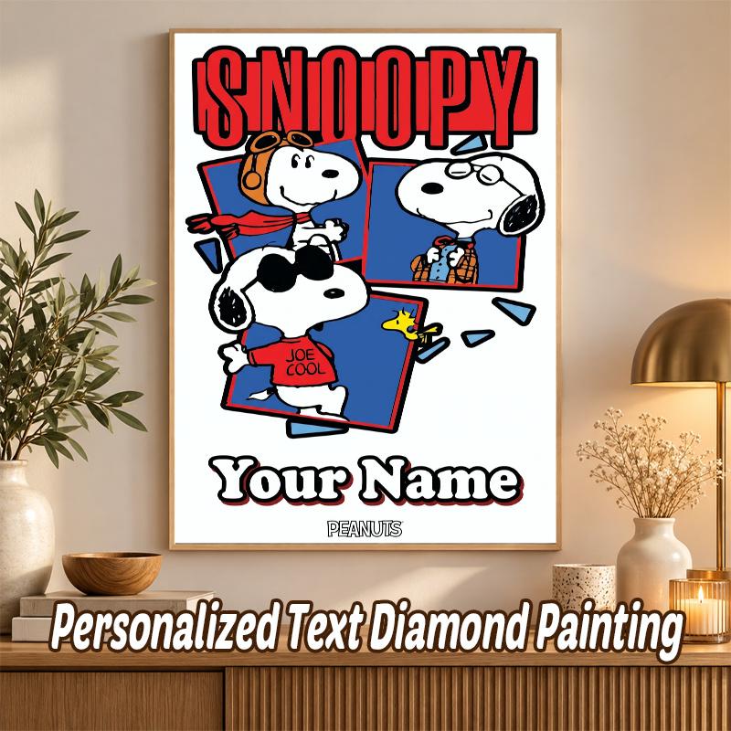 Snoopy Peanuts Custom Name Text 5D Diamond Painting Kit DIY Full Drill Diamond Art Decoration
