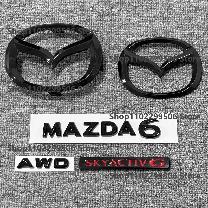 For New Mazda 6 ATENZA glossy black Car Front Grille Hood Rear Trunk Badge Logo Replaced Sticker h5