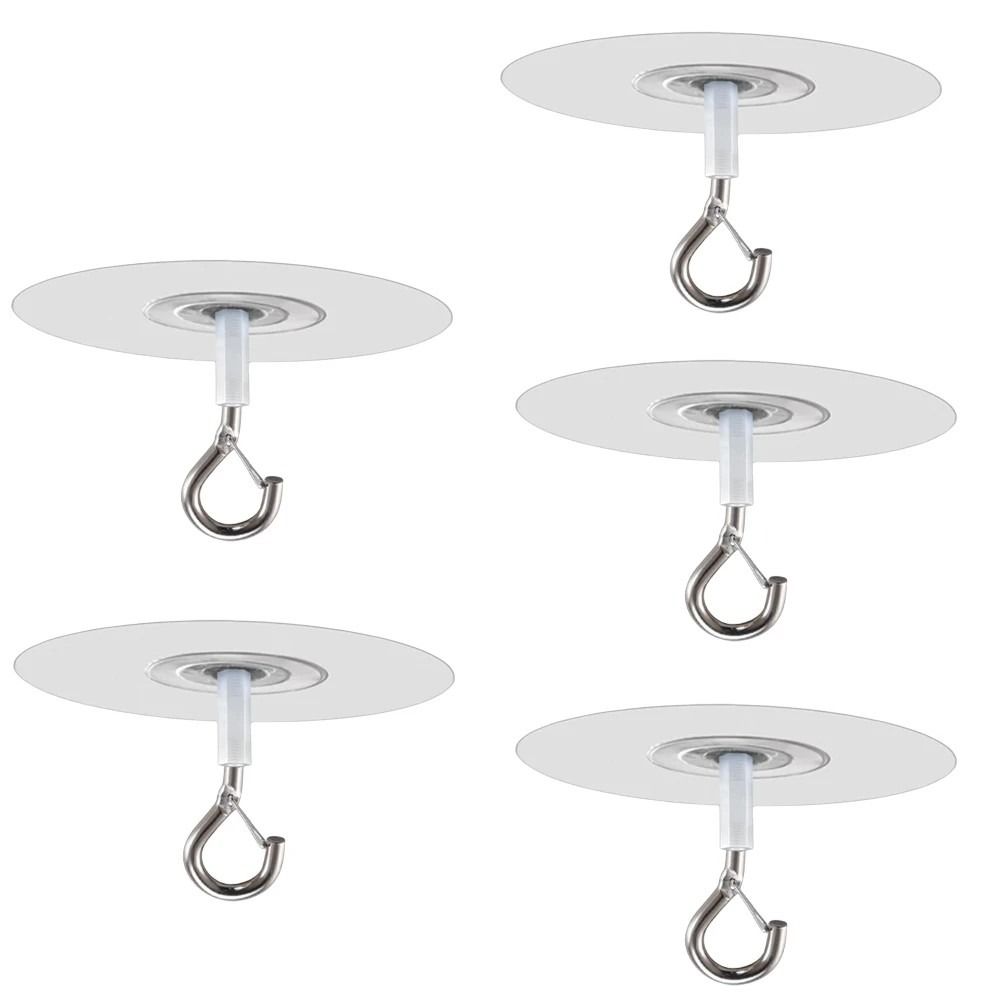 

5pcs Self-Adhesive Water Resistant Hooks Heavy Duty Ceiling Multifunctional Hooks Wind Chimes