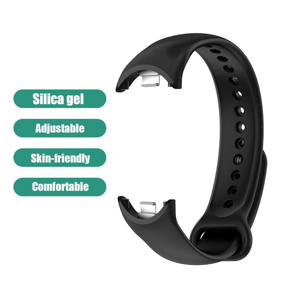 Watchband Solid Color Wristband Watchband Silicone Press-type Installation With Metal Connector Waterproof for Xiaomi Mi Band 8