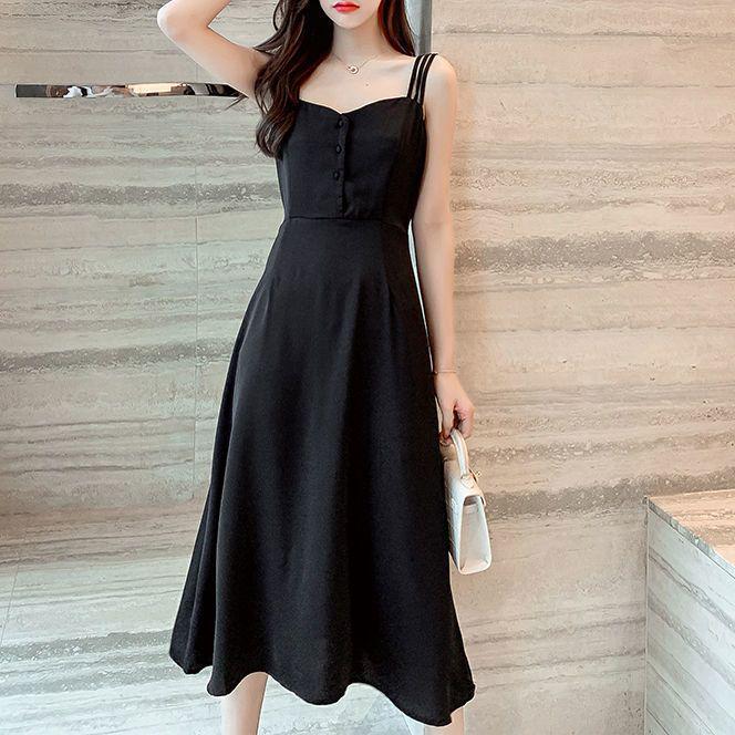 

2025 Plus Size French Sling Mid-Length Summer Dress for Women S 35-45 kg
