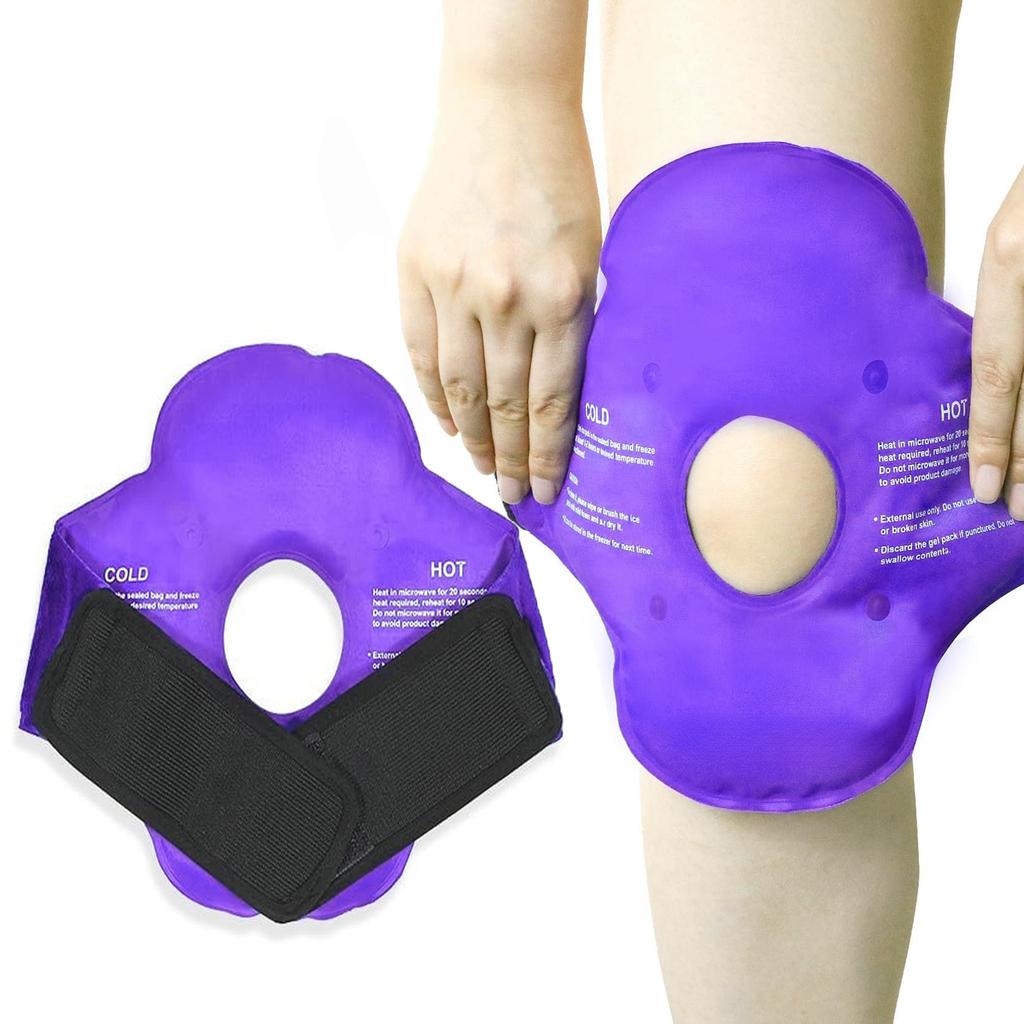 Knee Ice Pack for Injurie Gel Reusable Hot Cold Compress Compression Wraps for Sprains Swelling Cooling Knee Brace for Women Men