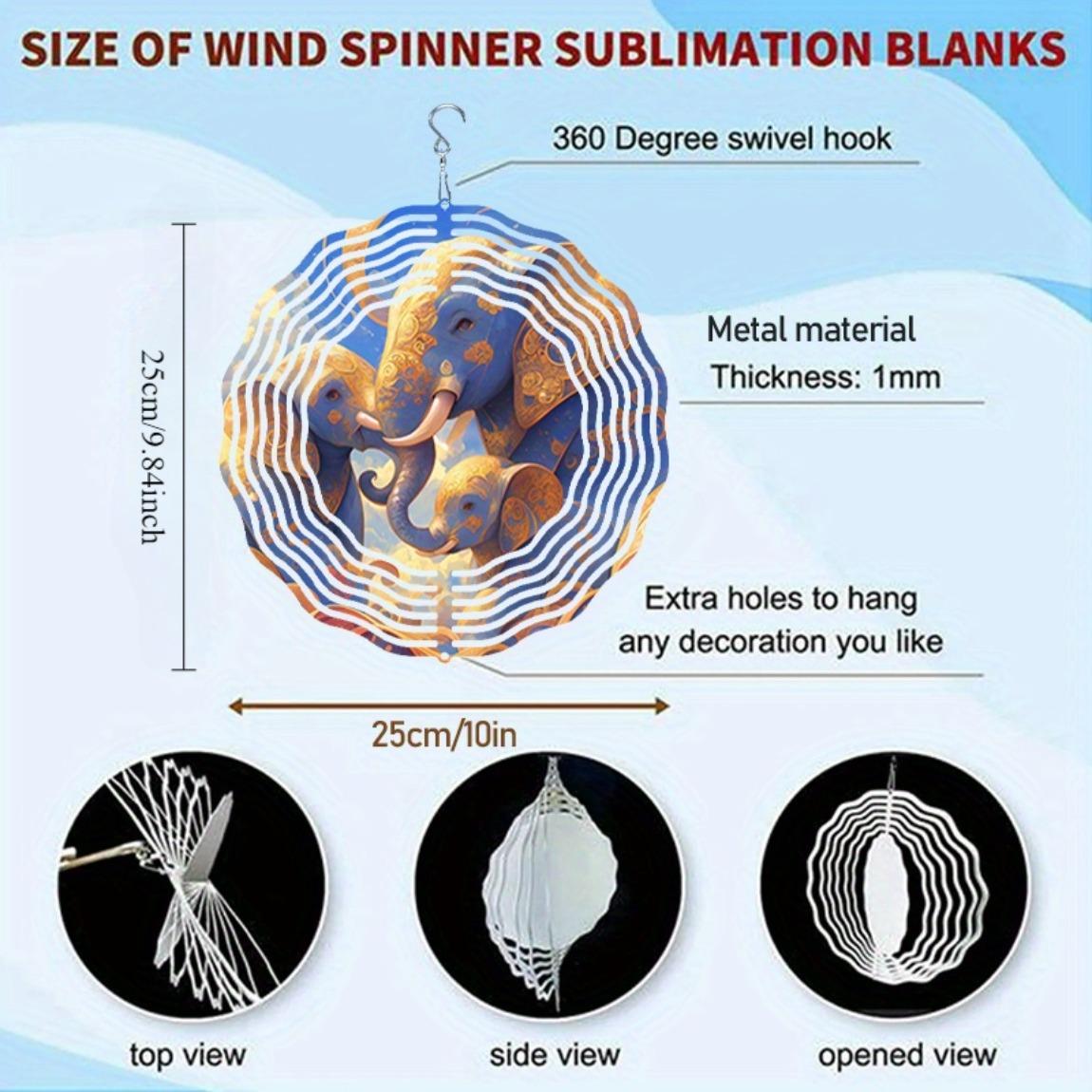 

3D Металлический Ветряной Спиннер - Мандала Лазерной Резки Кинетическая Скульптура с Голографическим Звездным Небом Семейство Слонов Дизайн 01A