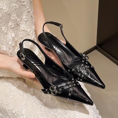 Fashion Women Pointed Toe Sandals High Heels Shoes Woman Slippers Slingbacks 2025 Summer Designer Dress Trend Buckle Sexy Pumps Mujer