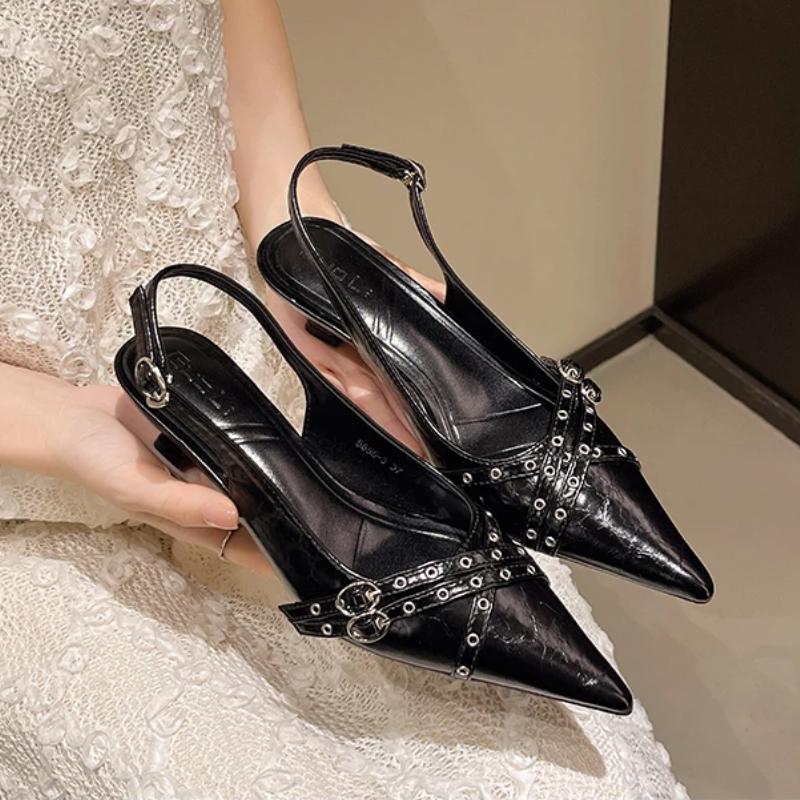 Fashion Women Pointed Toe Sandals High Heels Shoes Woman Slippers Slingbacks 2025 Summer Designer Dress Trend Buckle Sexy Pumps Mujer