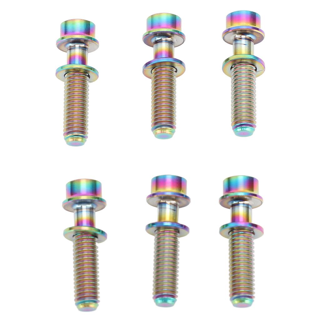 6PCS Bike Stem Bolts Titanium Alloy M5x20mm Bike Handlebar Stem Bolts Screws with Washer for Mountain Bikes Road Bikes