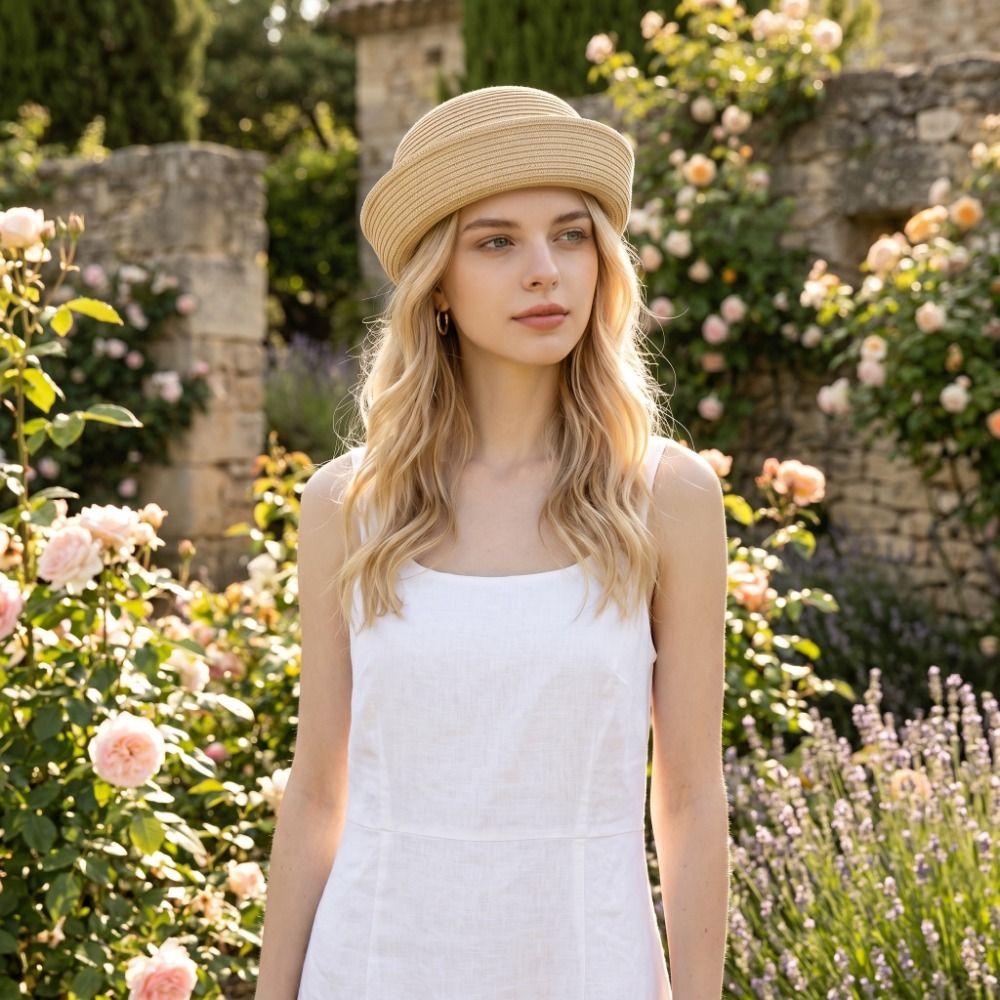 Weave Straw Pillbox Hat Elegant Fedora Hat Fashion Medicine Box Hat  Summer Wear