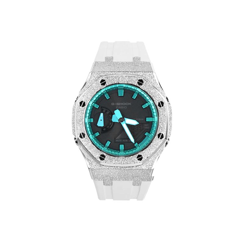 Casio Customized Watch Modified Series Ice Green Firefly Waterproof Quartz Men and Women Same Style Black Dial GA-2100-1A1