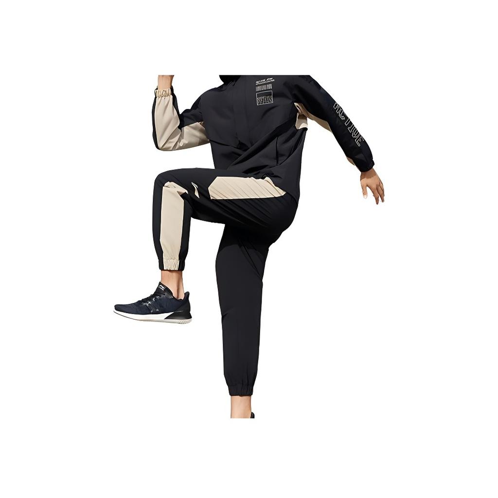 Li Ning Training Series Side Color Block Striped Cuffed Sports Long Pants Men Bottoms Black AYKR041-1