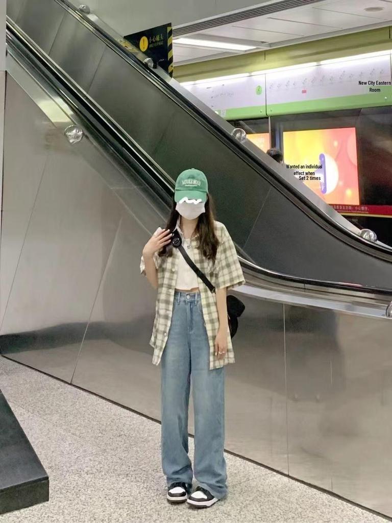 Damska koszula przeciwsłoneczna w kratę z krótkim rękawem polo na 2025