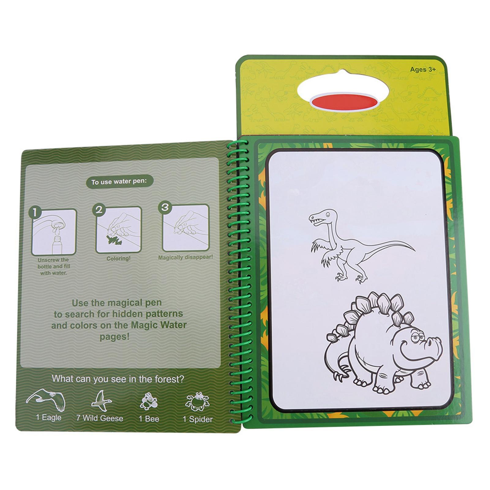 

Детская водная книга для рисования, доска для рисования с ручкой, обучающие игрушки, многоразовый узор с изображением динозавра