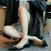 New rhinestone pointed flat shoes women's shallow mouth inner height increase single shoes commuter soft-soled women's shoes