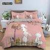 2/3Pcs Cartoon Animal Duvet Cover Bedding Set 3D Printed Quilt Cover for Bedroom King Queen Full Polyester Bedclothes Home Decor