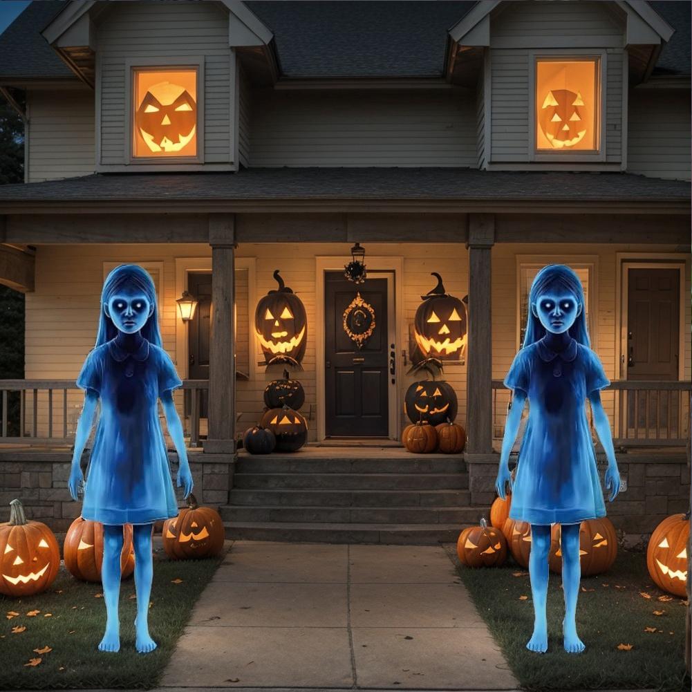 1 PC Iron Twins Halloween Yard Signs Stakes Scary Halloween Decorations Garden Ghost Stakes For Lawn Patio Haunted House