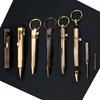 Vintage Mini Brass Press Pen Portable Keychain Pocket Pen Portable Travel Business Signature Pen Decompression Ballpoint Pen