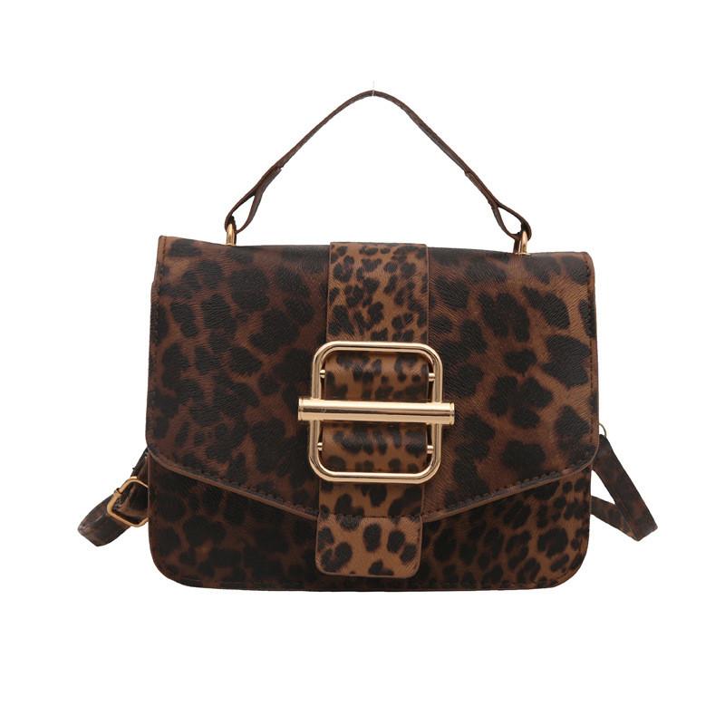 Chic And Versatile Small Square Leopard Print Tote Bag For Fashionable Women кофейный