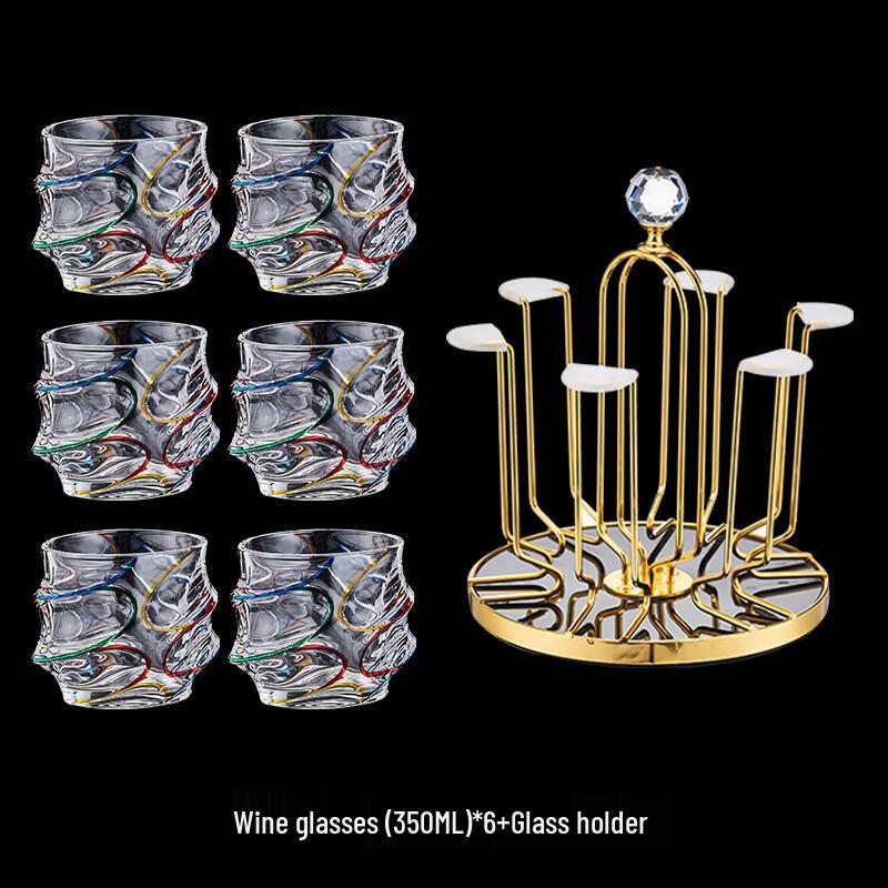 Haofeng Luxury Crystal Glass Gold-Painted Cup Set