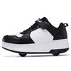 Jungen Doppelrollen-Rollschuhe Mädchen Knopfrad-Schuhe Freizeit-Sportschuhe Doppelrollen-Ausreißerschuhe