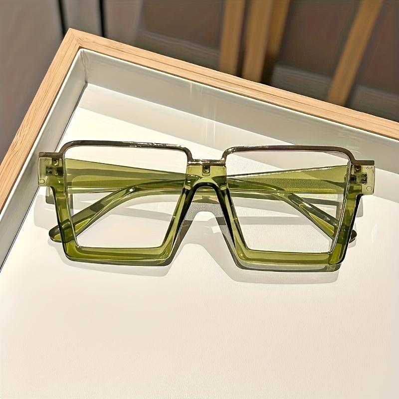 

Chic Square Candy-Colored Glasses for Women - Durable Plastic & Metal Frame, Blue Light Blocking Clear Lens, Perfect for Parties зелёный