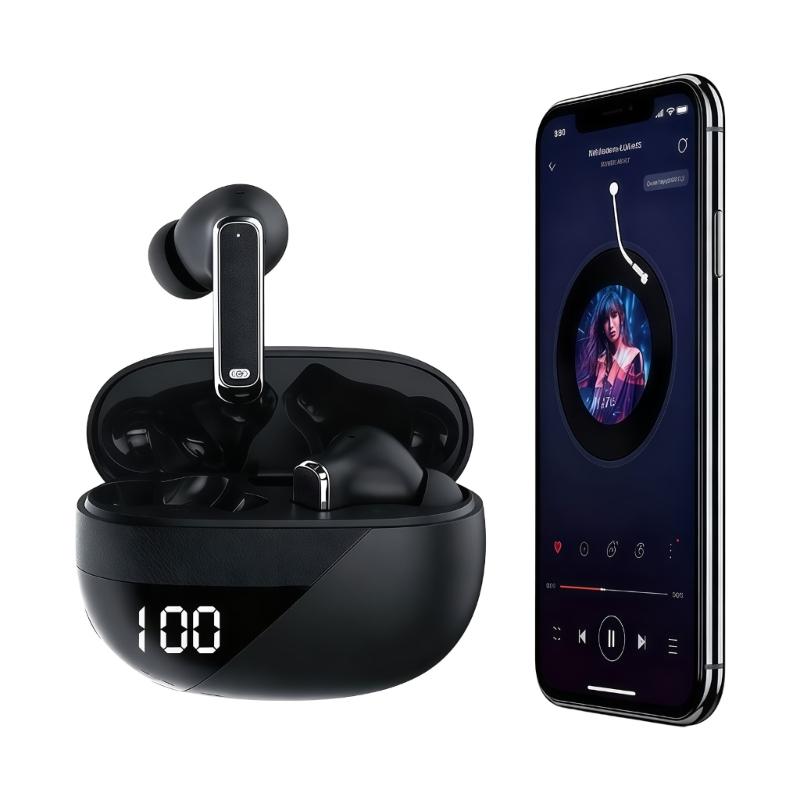 NE115 Wireless Sports In Ear Headphones With Digital Battery Display For Long Music Playbacks