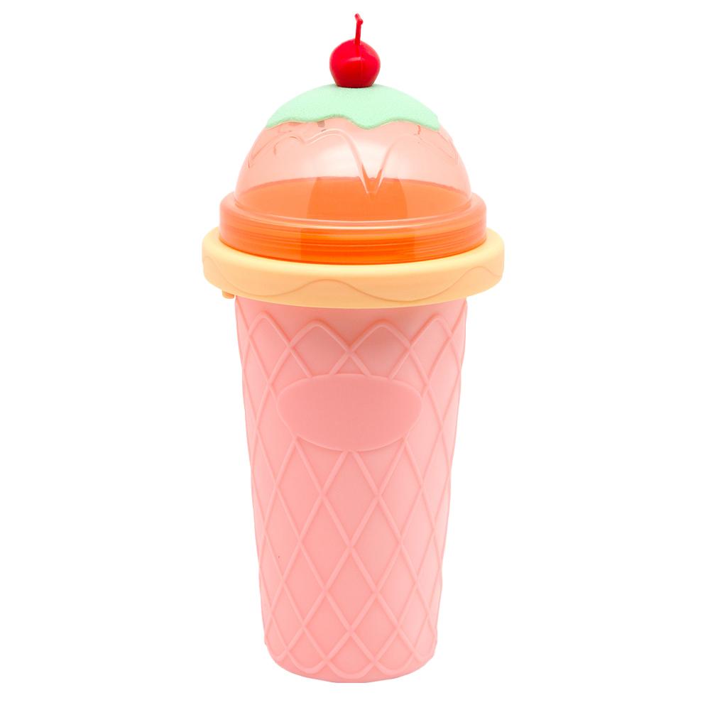 Smoothie Cups with Lids & Straws Homemade Squeeze DIY Slushy Cup Portable Frozen Slushie Cup for Kids, Family