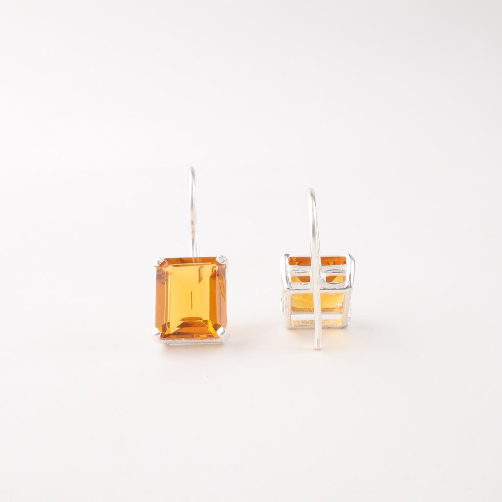 Naturalny Cytryn Kamień Szlachetny Srebro Próby 925 Biżuteria Ręcznie Robione Kolczyki 1.06" EE-167-2