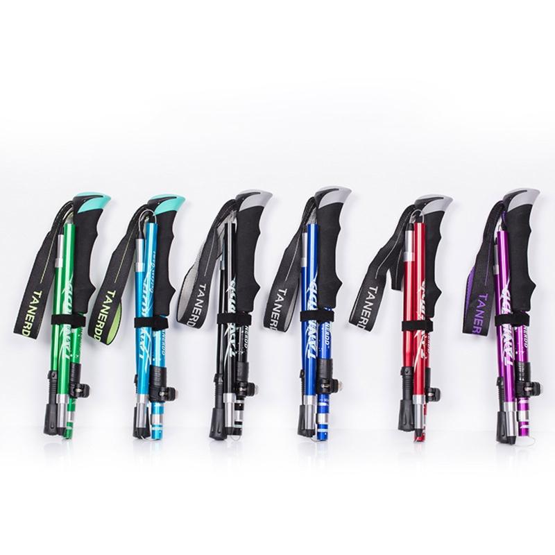 Trekking Pole, Collapsible Hiking Trekking Stick for W/ Quick Lock Aluminum Alloy EVA Grip Handle for Mountaineering Cam